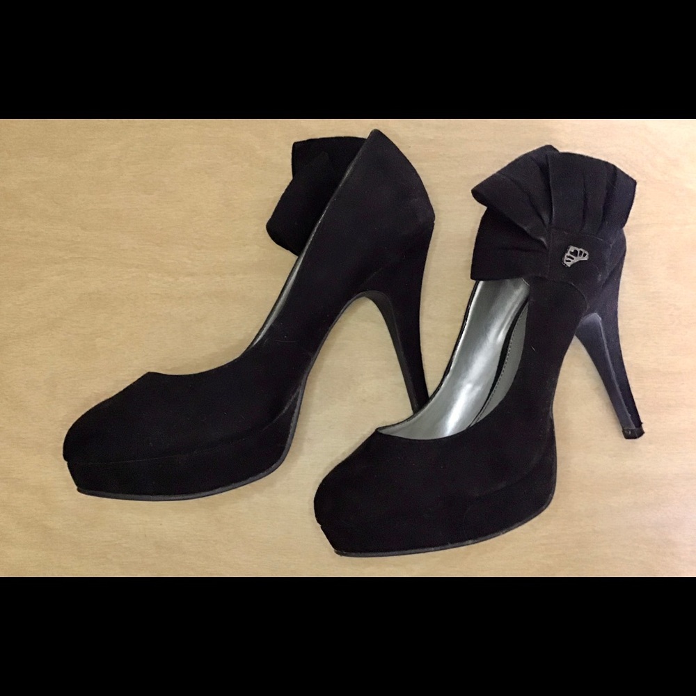 Faux Suede : : Fergalicious Platform Heels